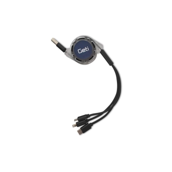 Cable GETI GCU 01 USB 3in1 black retractable
