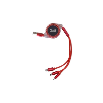 Cable GETI GCU 02 USB 3in1 red rectractable