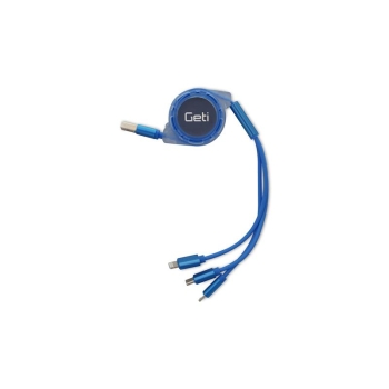 Cable GETI GCU 03 USB 3in1 blue rectractable