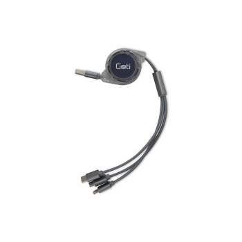 Cable GETI GCU 04 USB 3in1 silver retractable