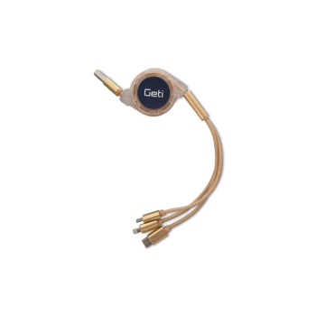Cable GETI GCU 05 USB 3in1 gold rectractable